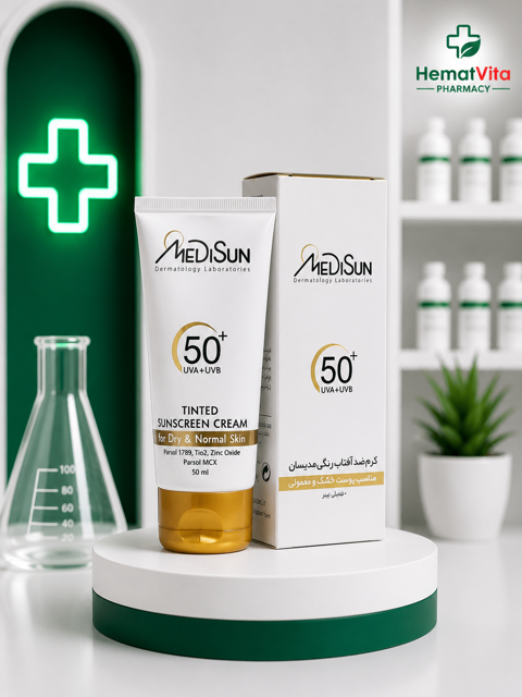 ضد آفتاب SPF50 بژ طبیعی پوست خشک مدیسان