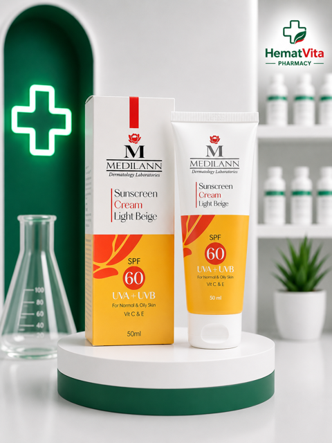 ضد آفتاب SPF60 بژ روشن پوست چرب مدیلن