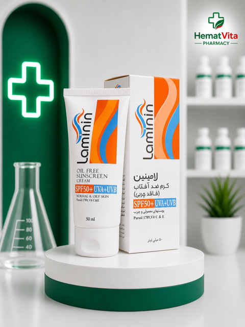 ضد آفتاب فاقد چربی SPF50 بی‌رنگ لامینین