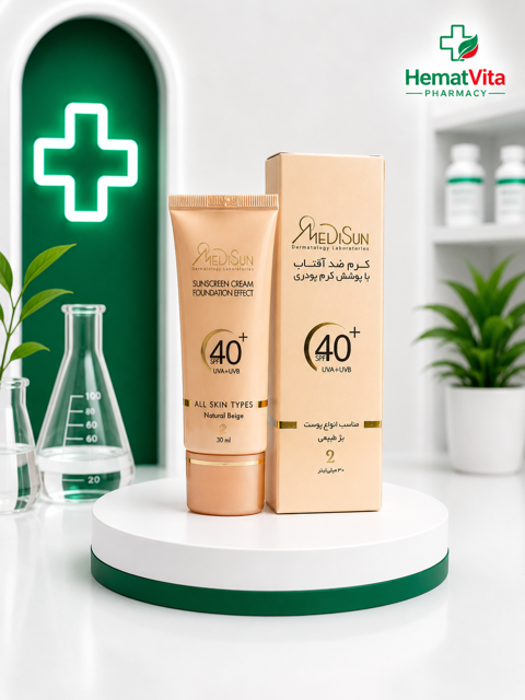ضد آفتاب پوست چرب SPF40 بژ طبیعی مدیسان