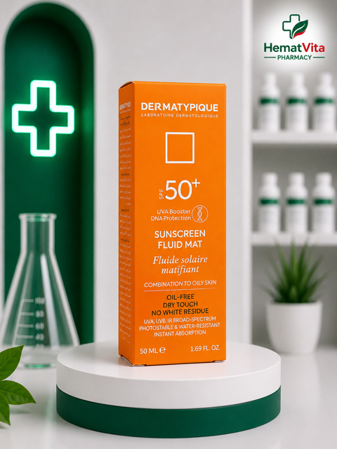 ضد آفتاب فلوئیدی رنگی بژ طبیعی SPF50 پوست مختلط تا چرب درماتیپیک