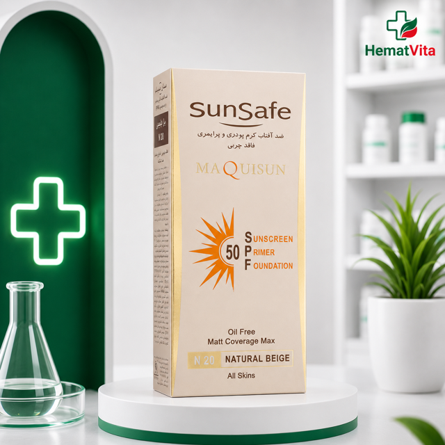 ضد آفتاب کرم پودری سان سیف SPF50 بژ طبیعی