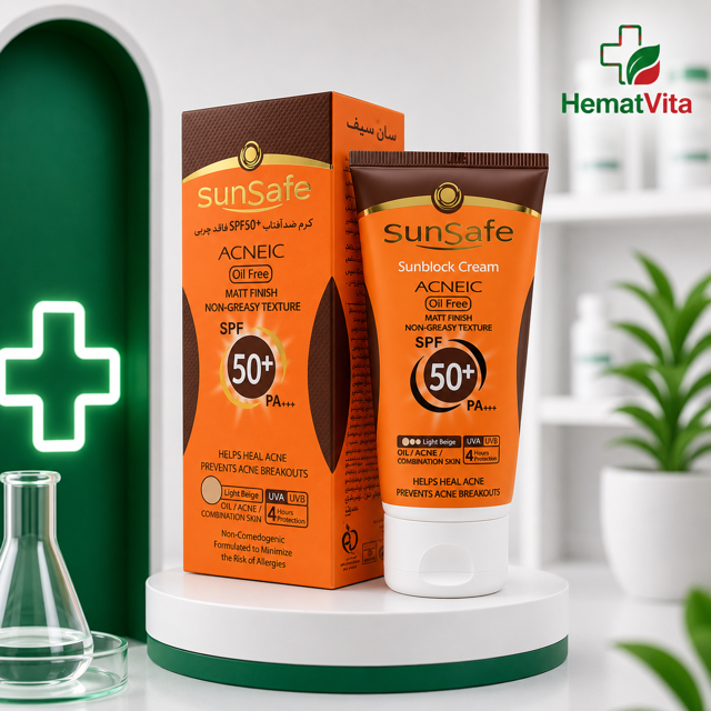 ضد آفتاب فاقد چربی بژ طبیعی SPF50 سان سیف