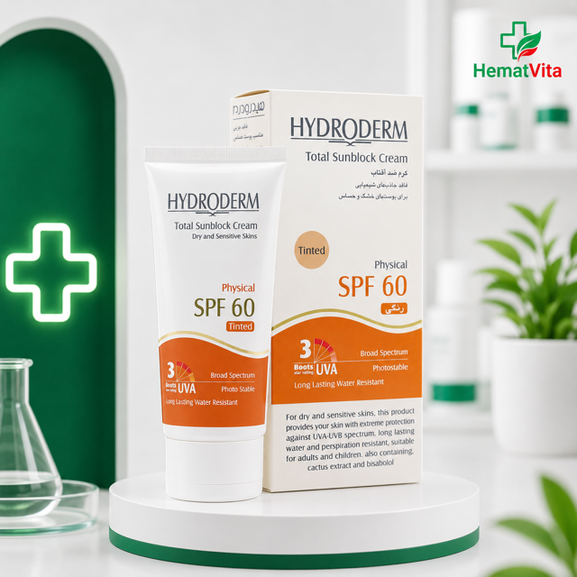 ضد آفتاب بژ روشن SPF60 پوست حساس هیدرودرم