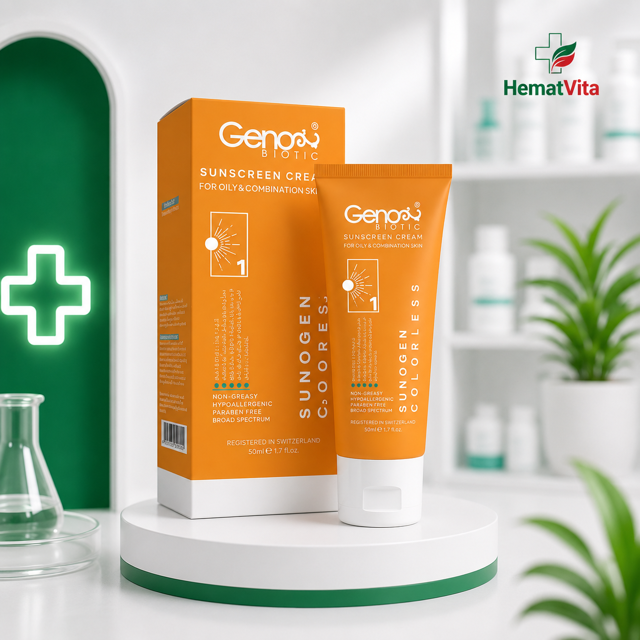 ضد آفتاب بی‌رنگ SPF50 پوست چرب ژنو بایوتیک