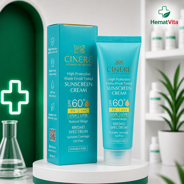 ضد آفتاب بژ طبیعی پوست چرب SPF60 سینره