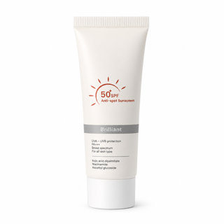 کرم ضد آفتاب ضد لک بی‌رنگ امونی SPF50 مدل Brilliant مناسب انواع پوست 50 میلی‌لیتر
