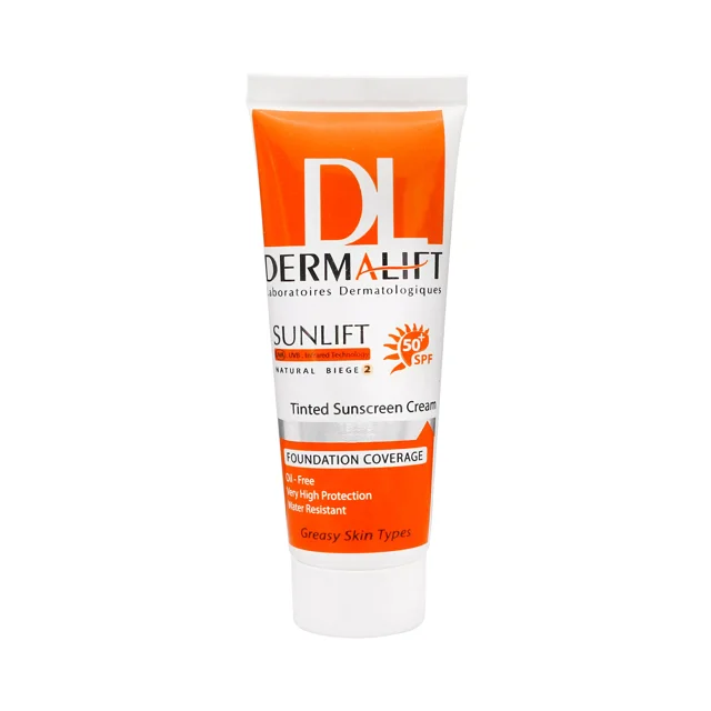 کرم ضد آفتاب رنگی سان‌لیفت درمالیفت SPF50 بژ طبیعی شماره 2 مخصوص پوست چرب