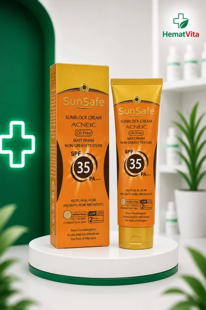 ضد آفتاب فاقد چربی بژ طبیعی SPF35 سان سیف