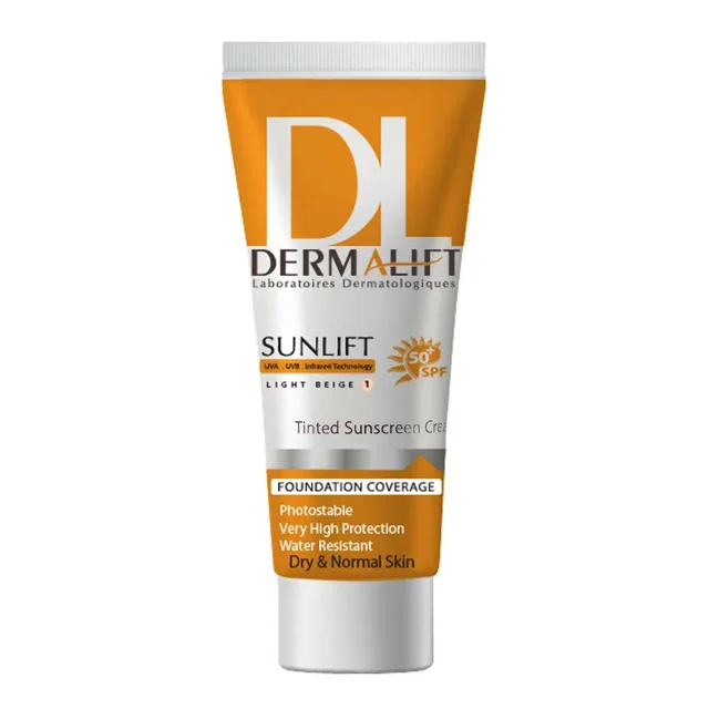 کرم ضد آفتاب رنگی سان‌لیفت درمالیفت SPF50 بژ روشن شماره 1 پوست خشک و نرمال